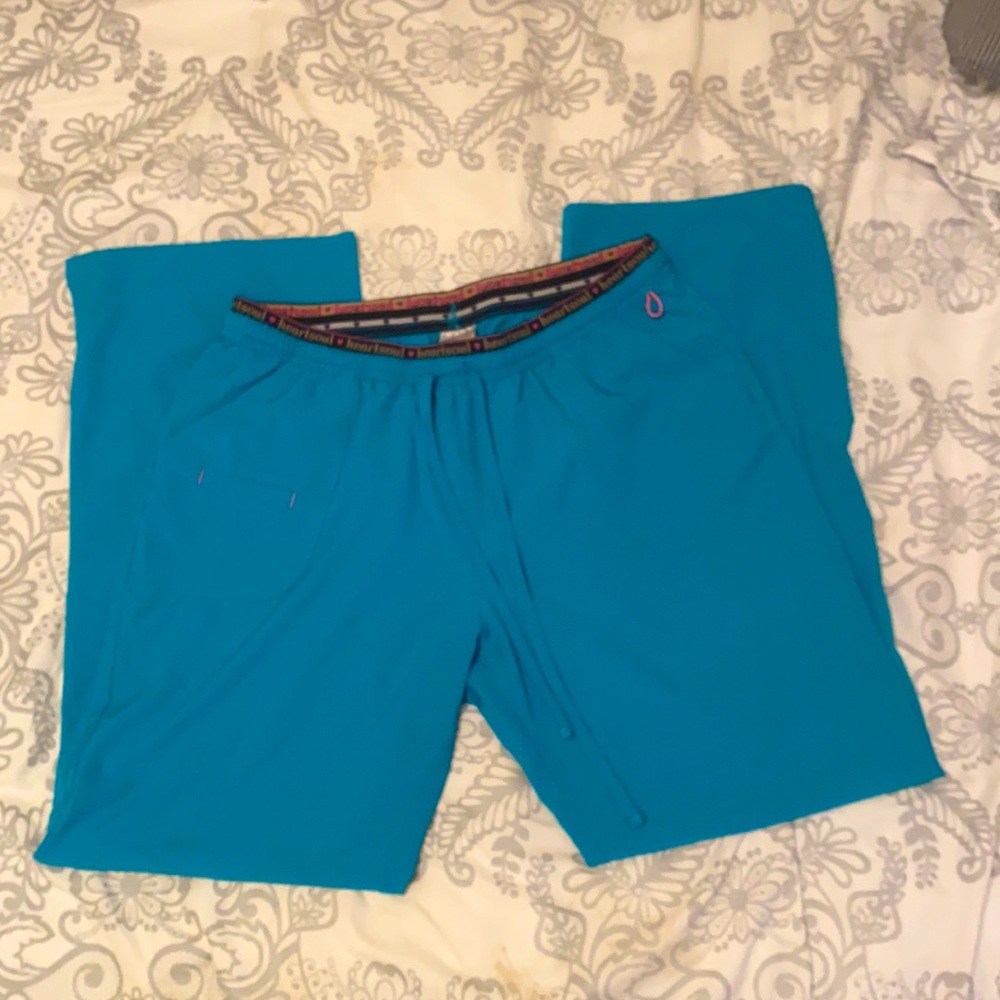 HeartSoul flare style, teal blue, scrub pants. Size Large. Very good condition!
